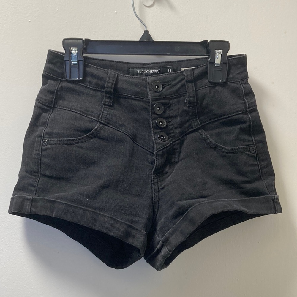 Blackheart 4 Button Up High Rise Jean Short Shorts Hot Topic